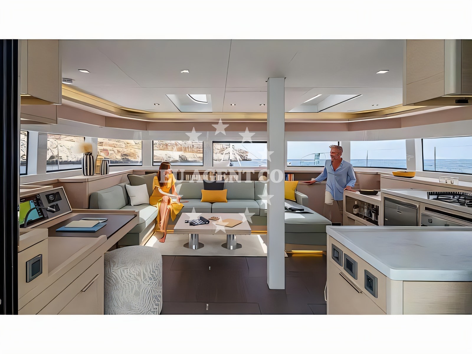 Layout of Lagoon 55 Millenium catamaran with 8 cabins Croatia yacht charter