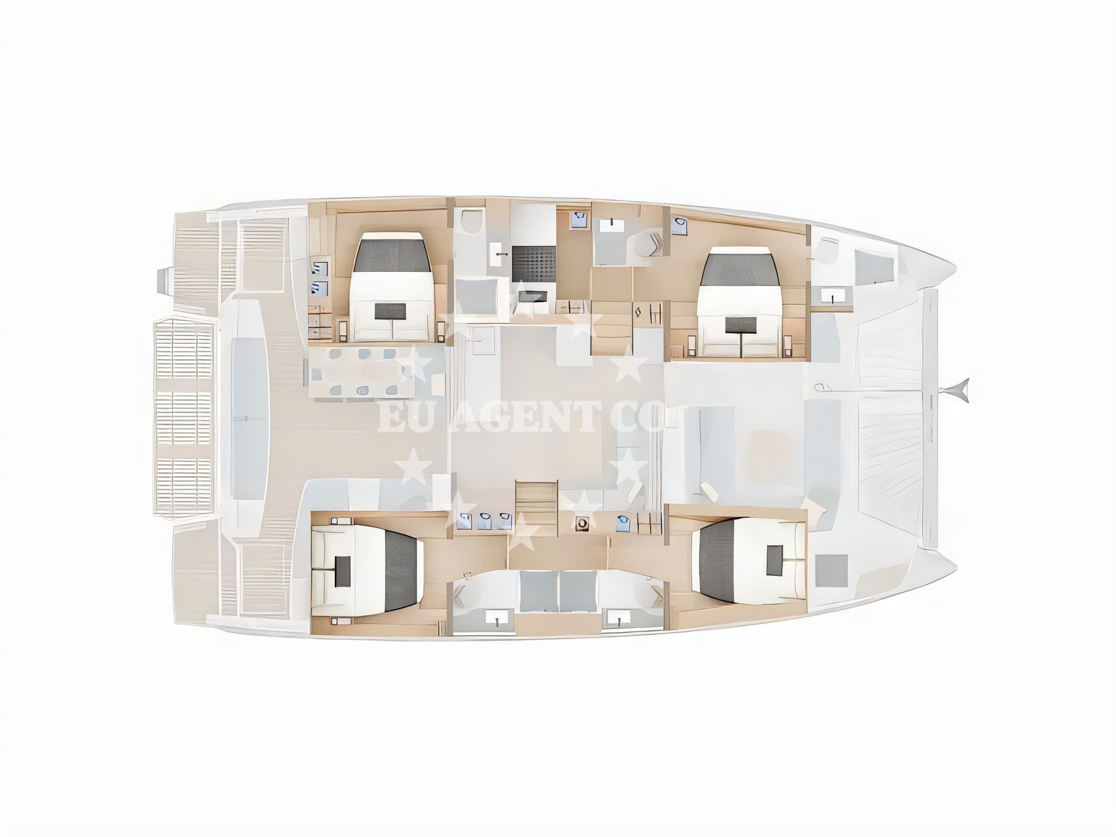 Interior of Lagoon 47 catamaran with 6 cabins Croatia yacht charter