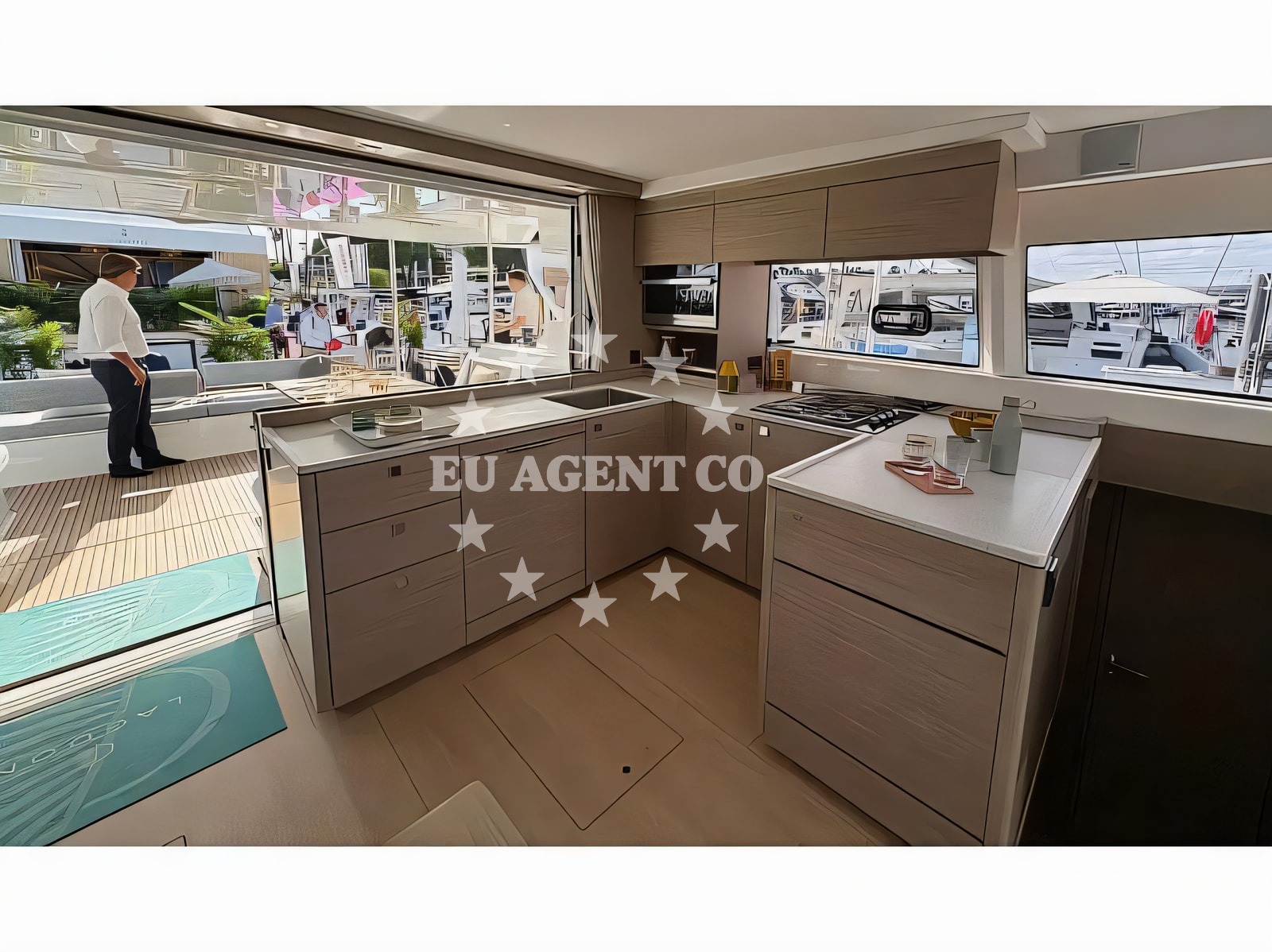 Layout of Lagoon 47 catamaran with 6 cabins Croatia yacht charter