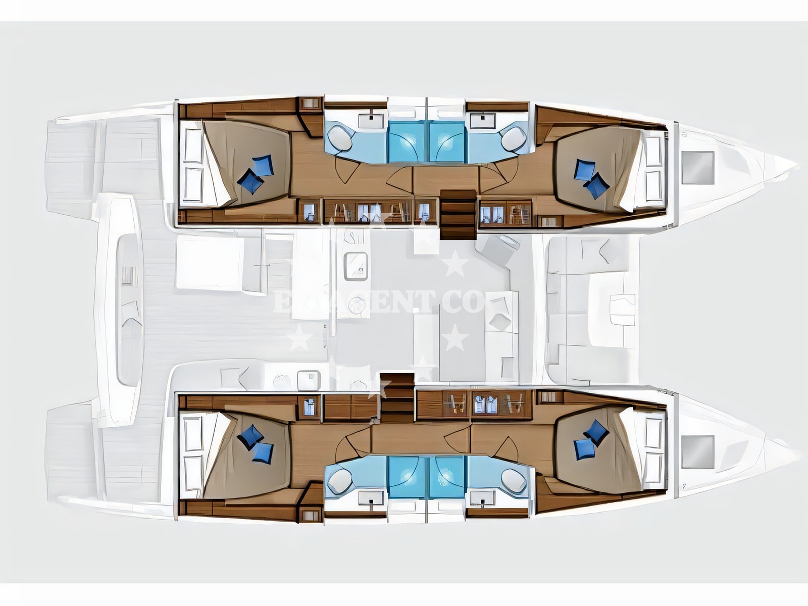 Interior of Lagoon 46 catamaran with 6 cabins Croatia yacht charter