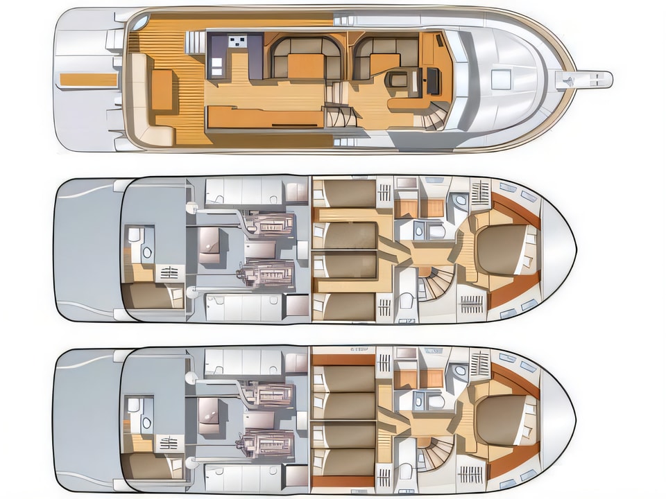Layout of Adagio Europa 51.5 motoryacht with 4 cabins Croatia yacht charter
