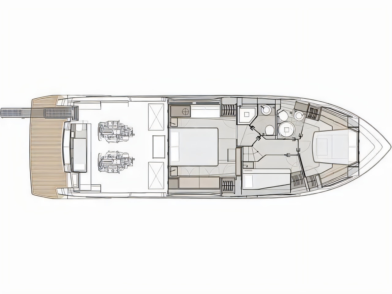 Interior of Ferretti 500 motoryacht with 4 cabins Croatia yacht charter