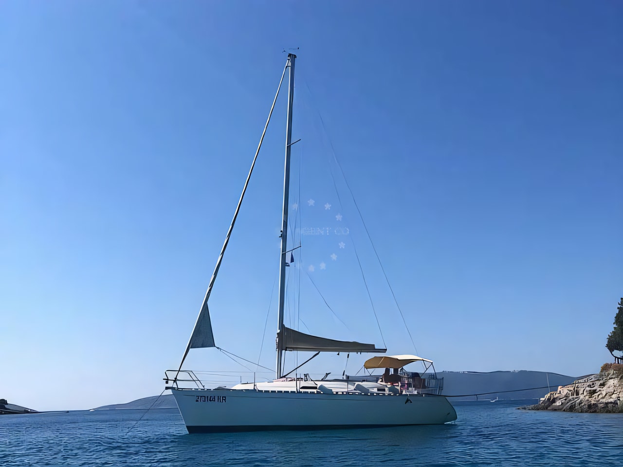 Exterior overview of Dufour 36 sail boat for charter from Pula Marina Polesana in the Istria / Kvarner sailing area Croatia