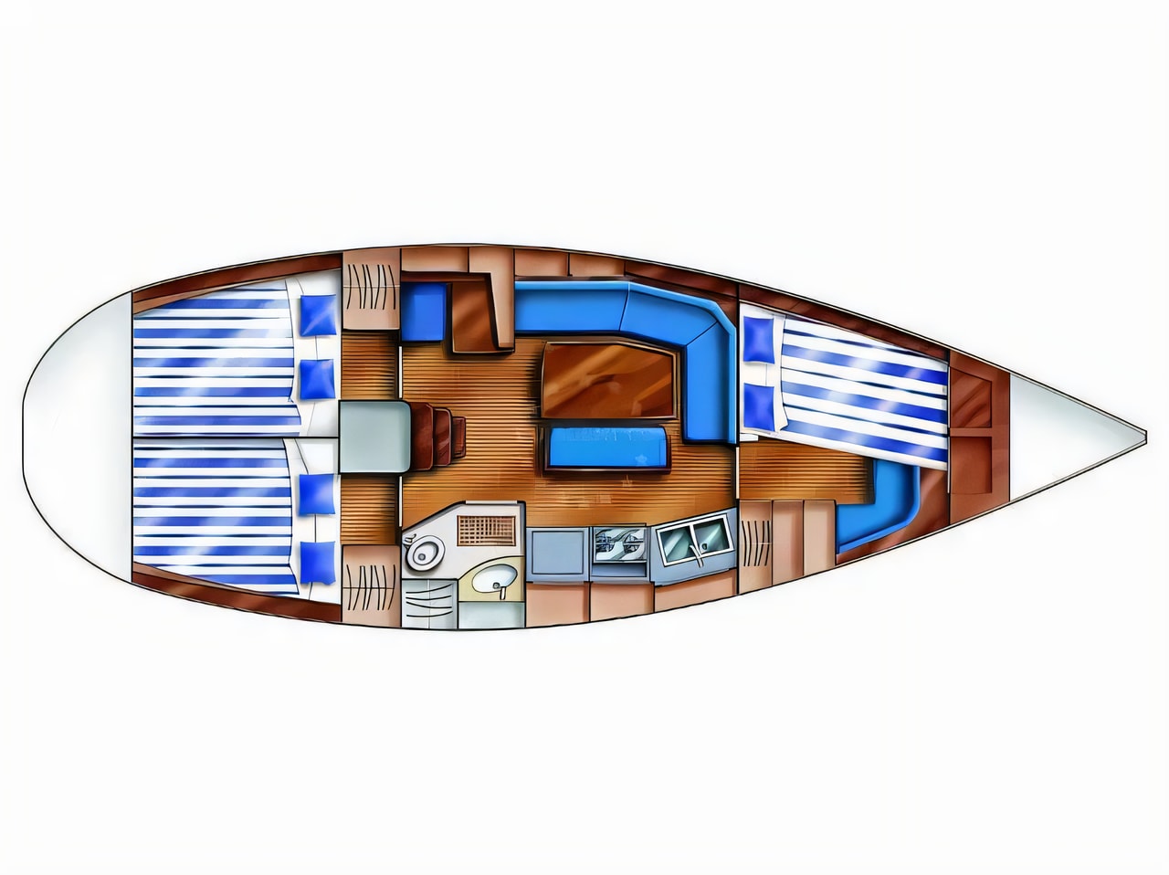 Interior of Dufour 36 sail boat with 3 cabins Croatia yacht charter