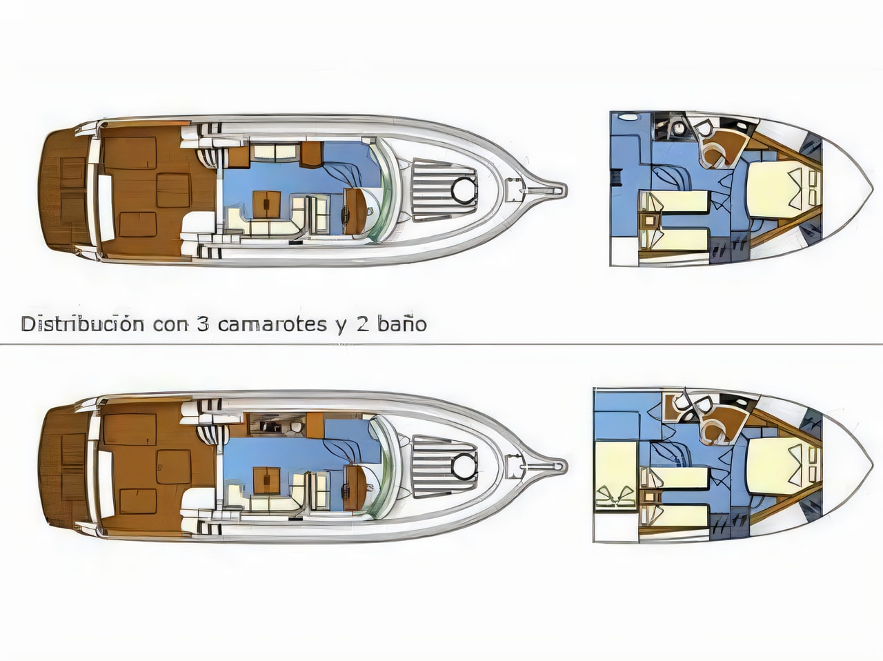 Interior of Altair Zafir 42 motor boat with 3 cabins Croatia yacht charter