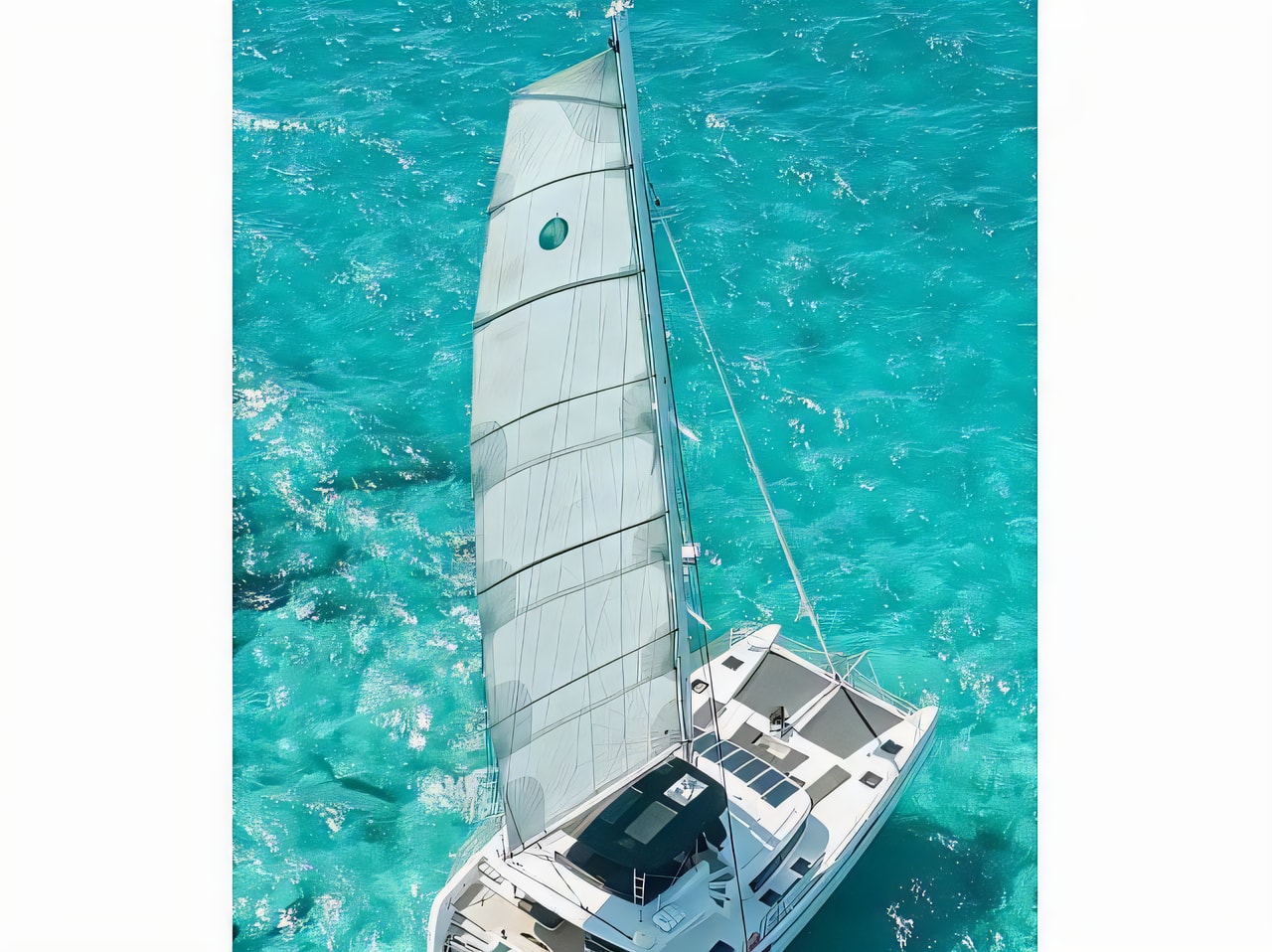 Exterior overview of Lagoon 52F catamaran for charter from Agana Marina in the Split sailing area Croatia