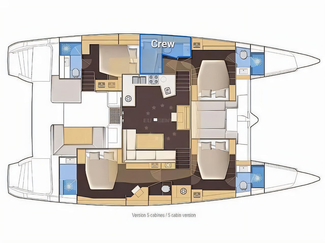 Interior of Lagoon 52F catamaran with 5 cabins Croatia yacht charter