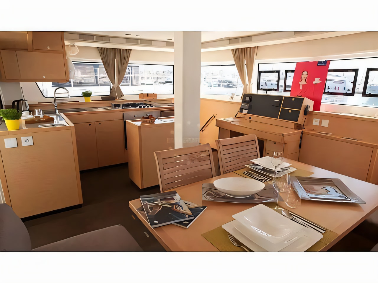 Layout of Lagoon 52F catamaran with 5 cabins Croatia yacht charter