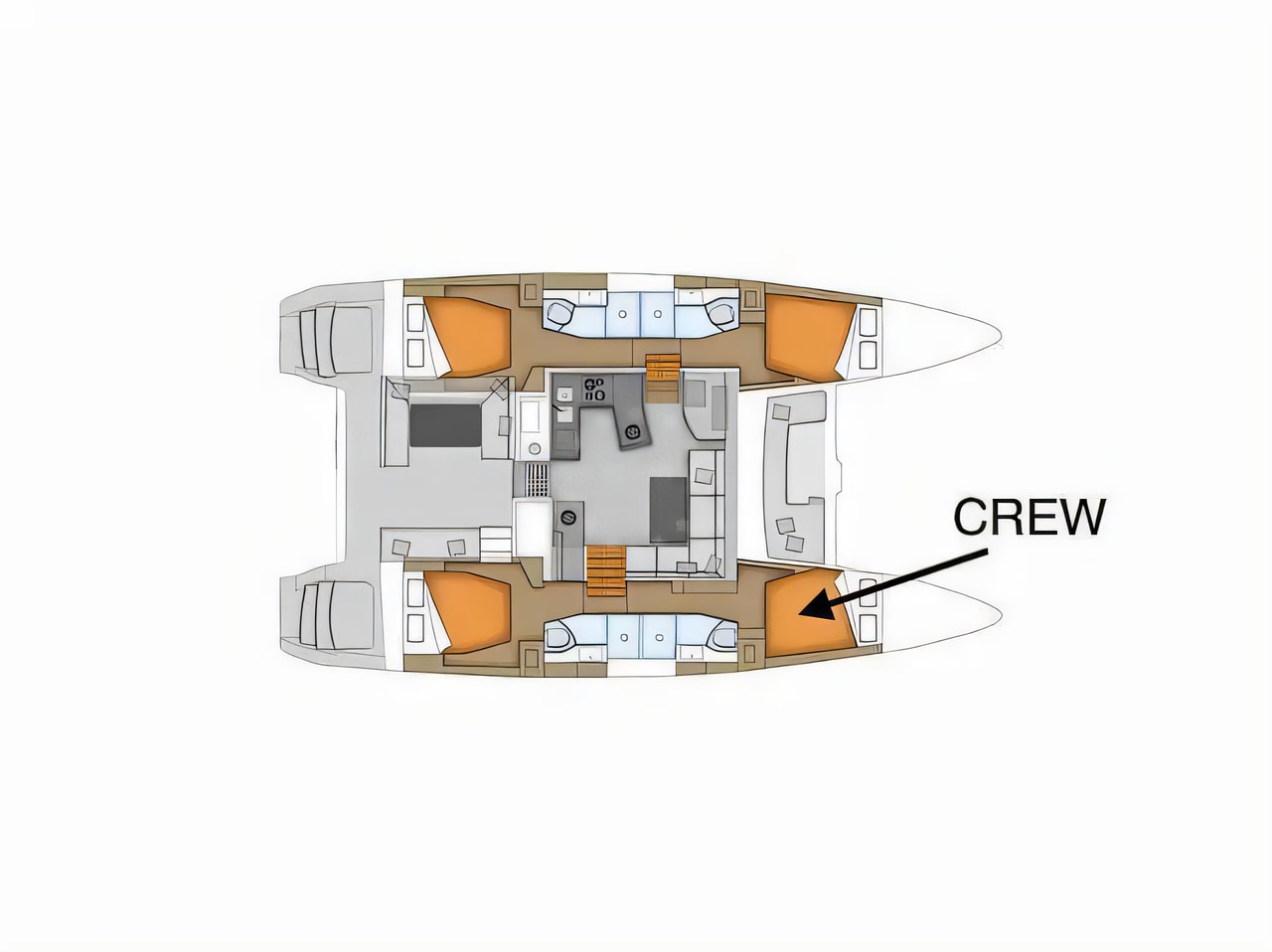 Interior of Lagoon 450 Fly catamaran with 3 cabins Croatia yacht charter