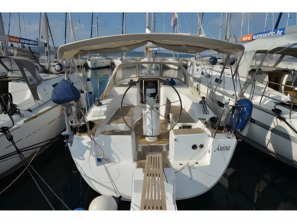 Exterior overview of Hanse 320 sail boat for charter from Biograd Marina Kornati in the Kornati sailing area Croatia