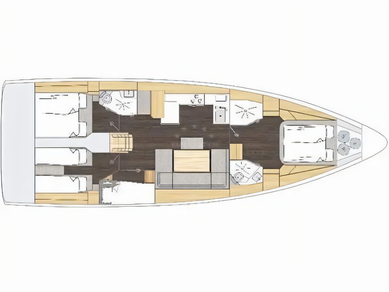 Interior of Bavaria C46 sail boat with 4 cabins Croatia yacht charter