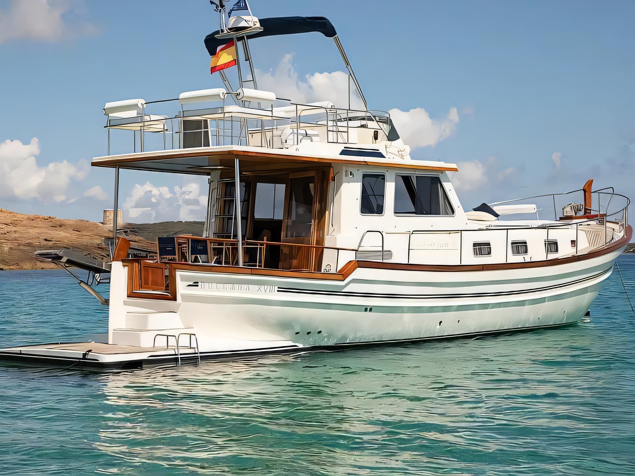 Exterior overview of Menorquin 160 motor boat for charter from Sukosan Marina Dalmacija in the Zadar sailing area Croatia