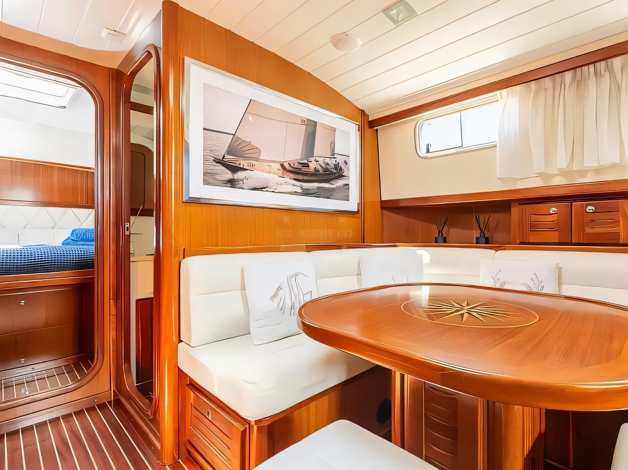 Layout of Menorquin 160 motor boat with 3 cabins Croatia yacht charter