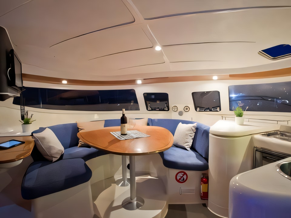 Interior of Athena 38 (4+2 cab) catamaran with 6 cabins Croatia yacht charter