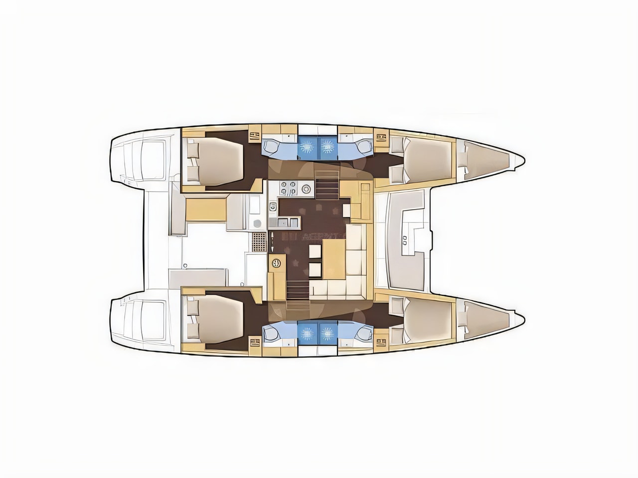 Interior of Lagoon 450 Fly catamaran with 6 cabins Croatia yacht charter