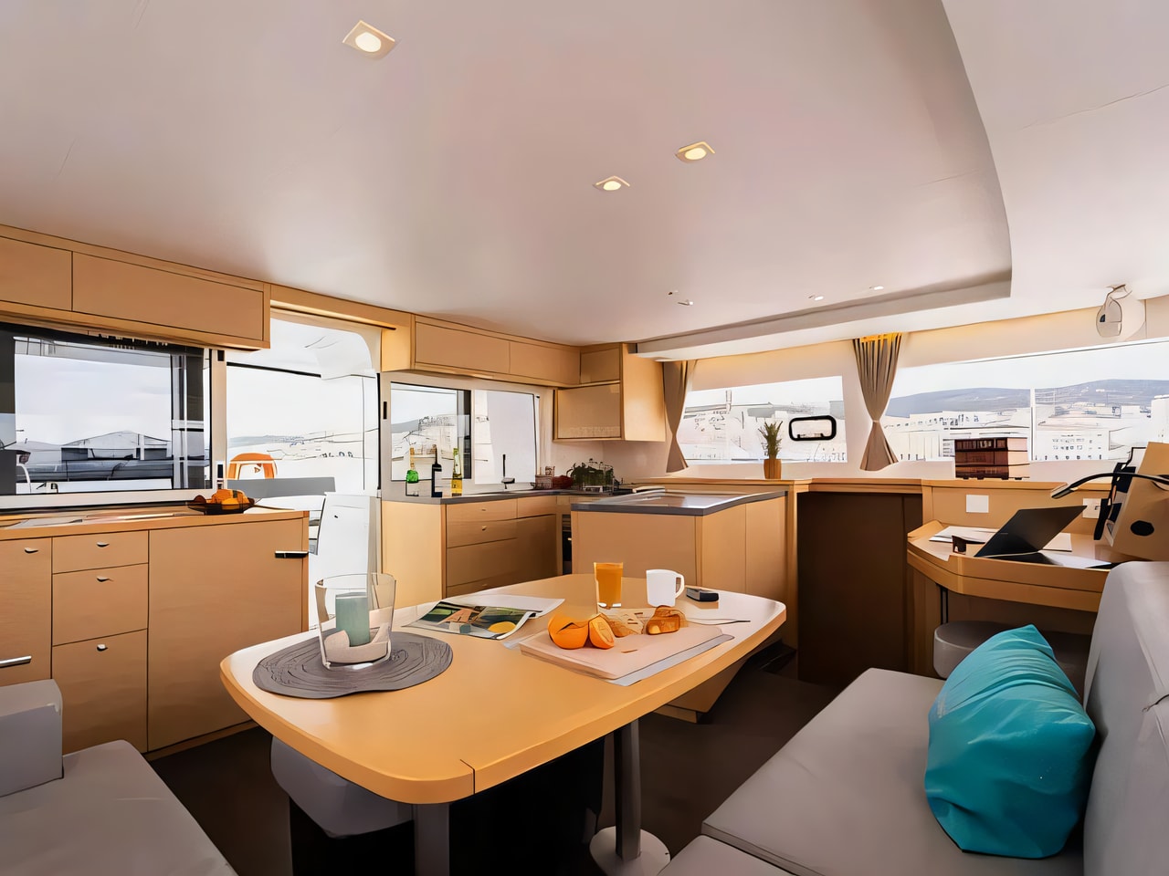 Layout of Lagoon 450 Fly catamaran with 6 cabins Croatia yacht charter