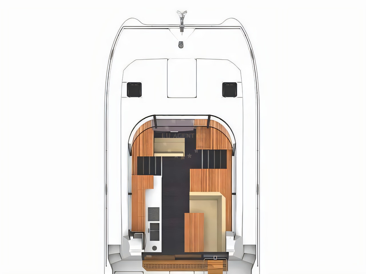Interior of Fountaine Pajot MY 37 power catamaran with 4 cabins Croatia yacht charter