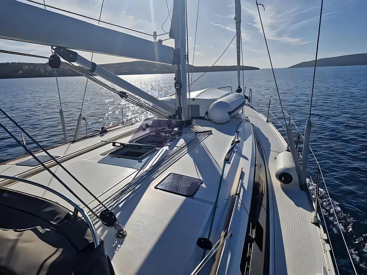 Exterior overview of Bavaria Cruiser 46 sail boat for charter from Rogoznica Marina Frapa in the Sibenik sailing area Croatia