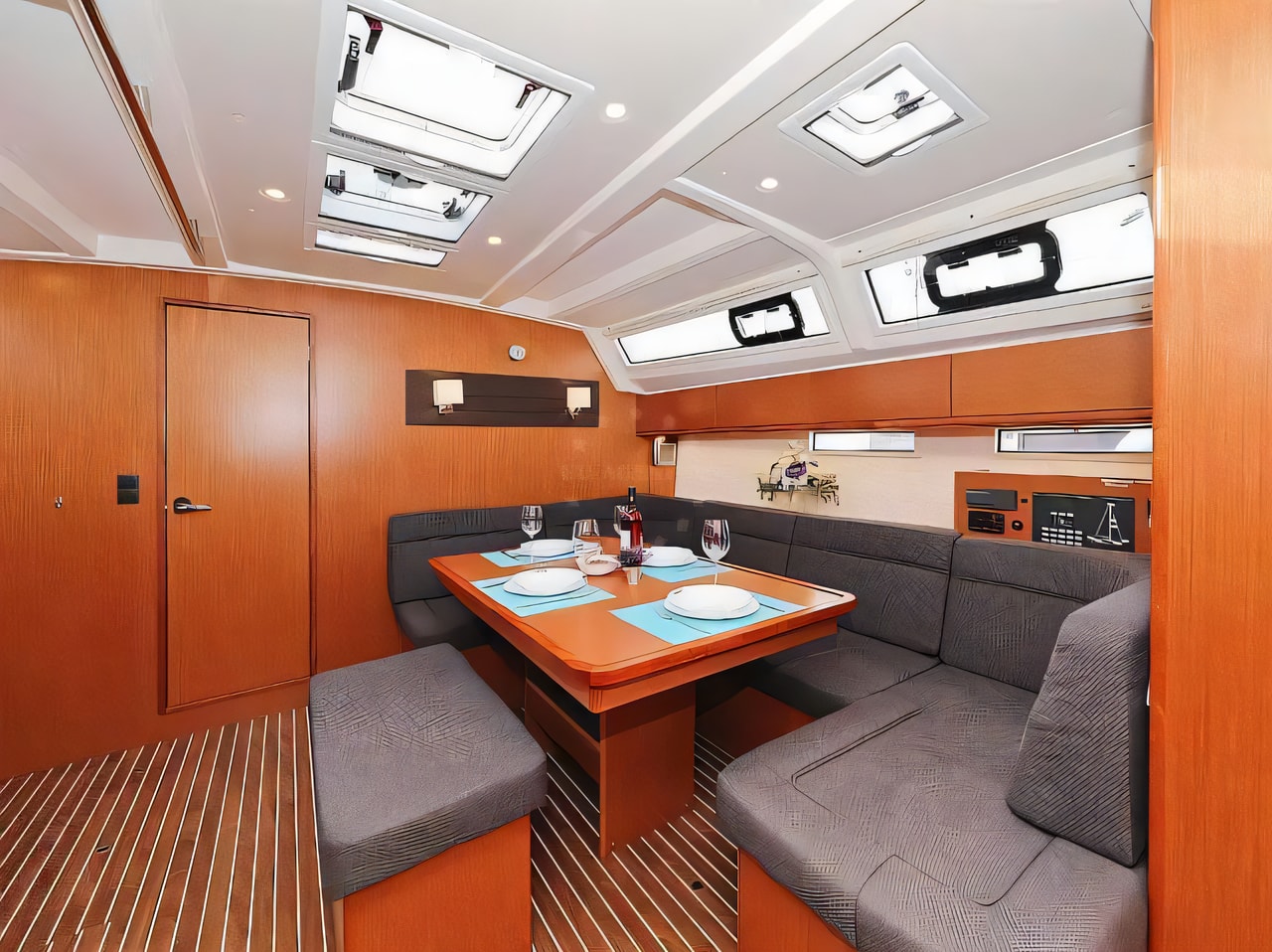 Layout of Bavaria Cruiser 46 sail boat with 4 cabins Croatia yacht charter