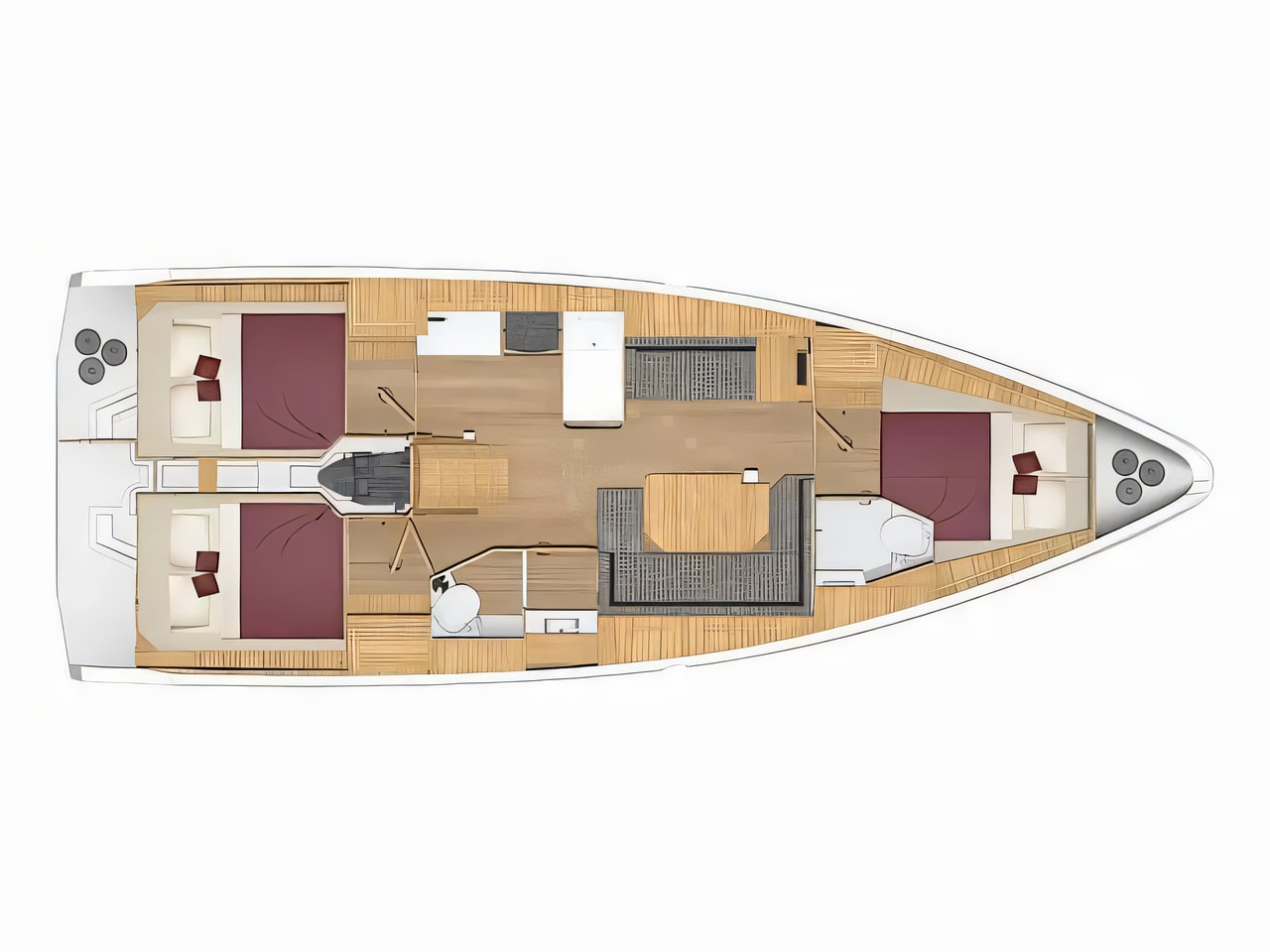 Interior of Bavaria C38 sail boat with 3 cabins Croatia yacht charter