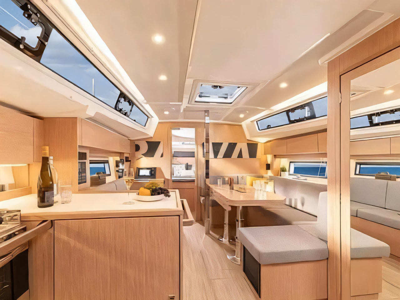 Layout of Bavaria C38 sail boat with 3 cabins Croatia yacht charter