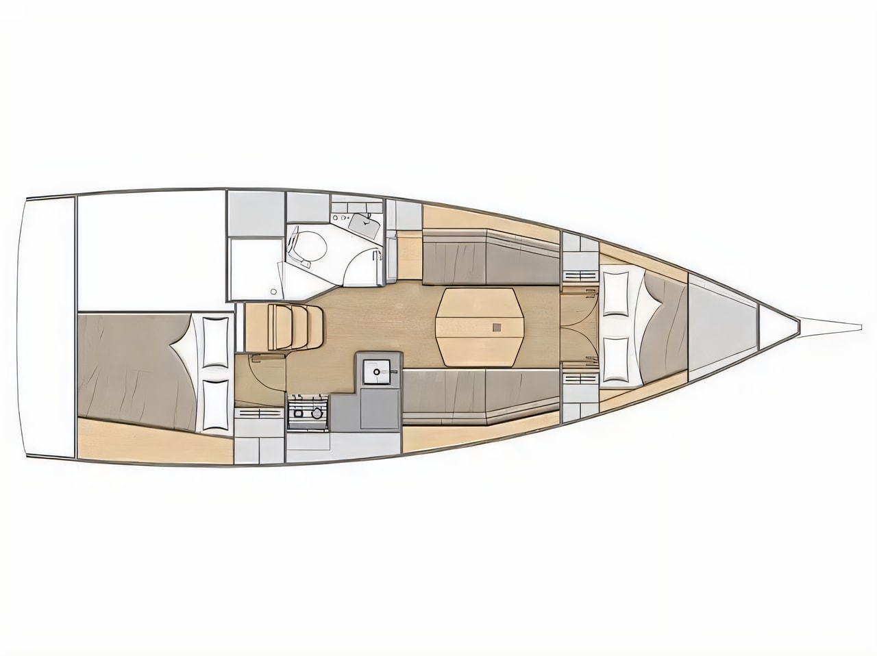 Interior of Oceanis 34.1 sail boat with 2 cabins Croatia yacht charter