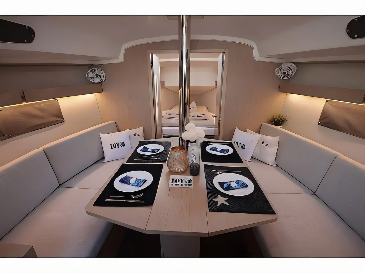 Layout of Oceanis 34.1 sail boat with 2 cabins Croatia yacht charter