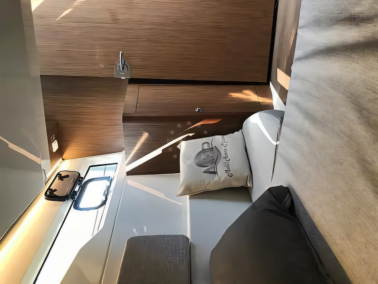 Layout of Merry Fisher 895 motor boat with 2 cabins Croatia yacht charter
