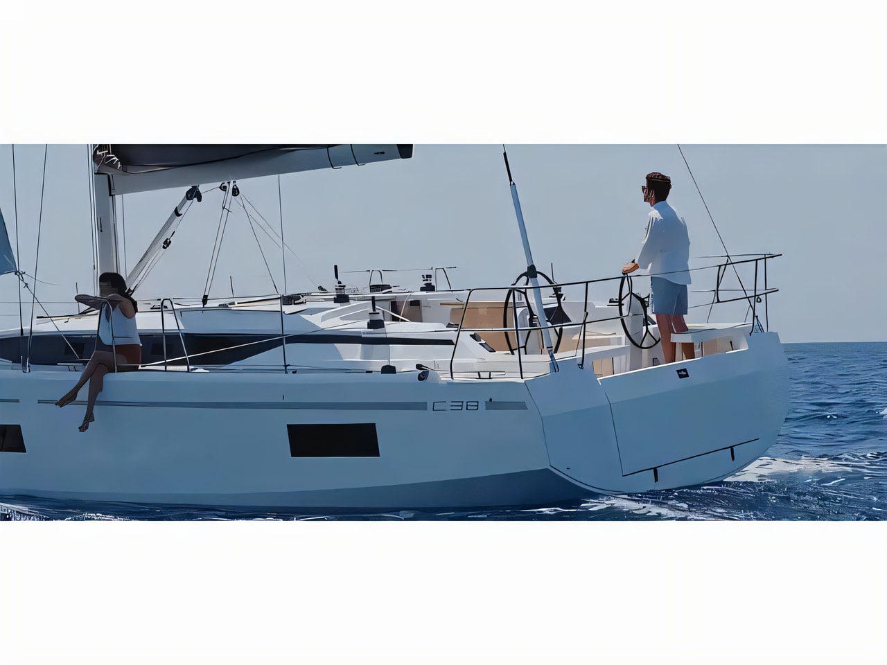 Exterior overview of Bavaria C38 sail boat for charter from Zadar Marina Zadar in the Zadar sailing area Croatia