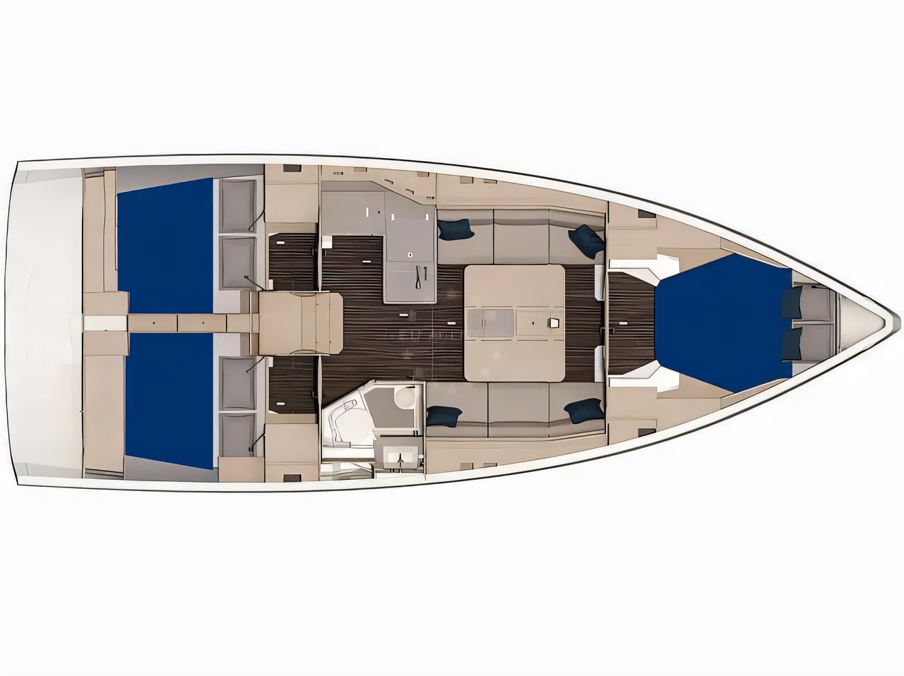 Interior of Sunsail 37.3 sail boat with 3 cabins Croatia yacht charter