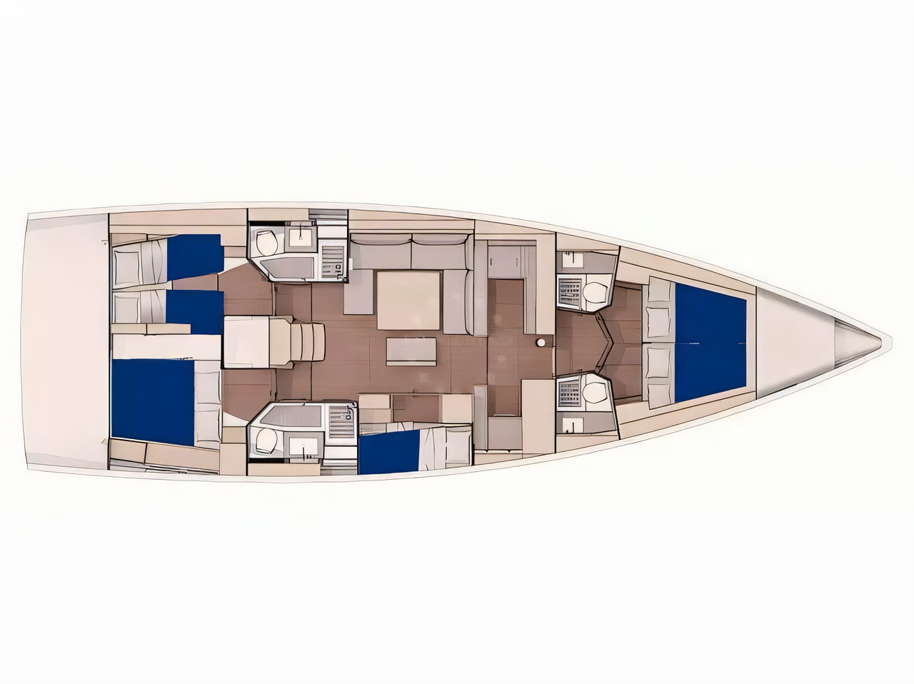 Interior of Sunsail 53.5 sail boat with 5 cabins Croatia yacht charter