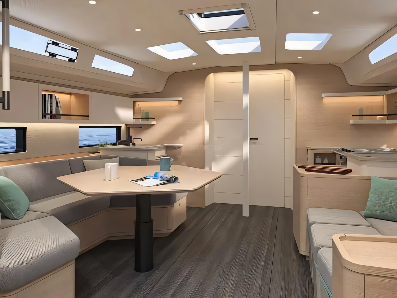 Layout of Sunsail 44.3 sail boat with 3 cabins Croatia yacht charter