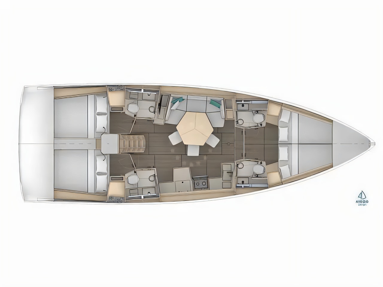 Interior of Sunsail 44.4 sail boat with 4 cabins Croatia yacht charter