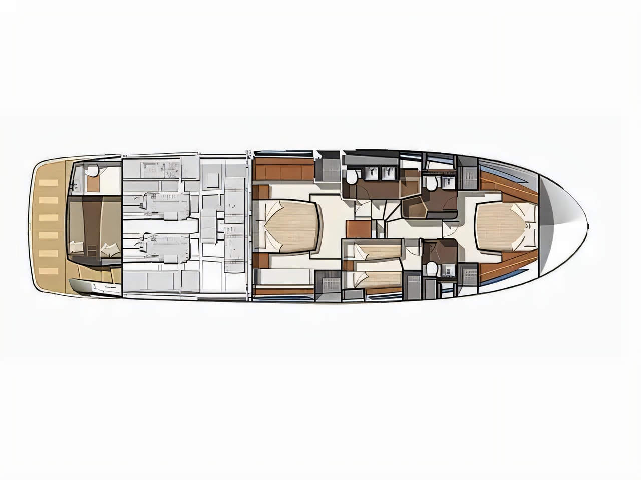 Interior of Prestige 620 motoryacht with 3 cabins Croatia yacht charter