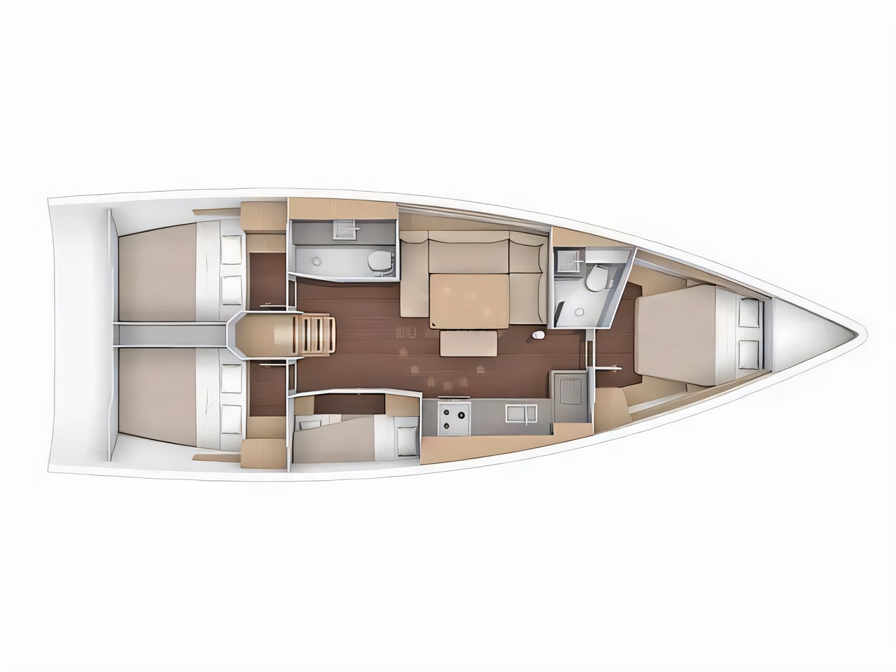 Interior of Dufour 430 sail boat with 4 cabins Croatia yacht charter