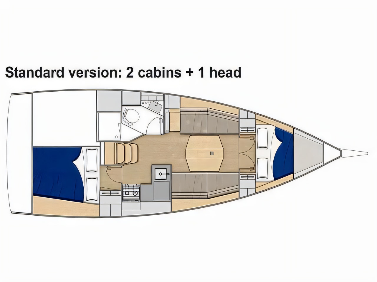 Interior of Oceanis 34.1 sail boat with 2 cabins Croatia yacht charter