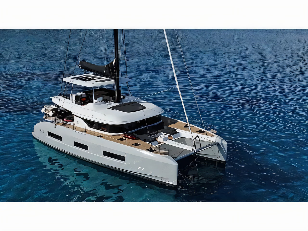 Exterior overview of Lagoon 55 catamaran for charter from Kastela Gomilica Marina in the Split sailing area Croatia