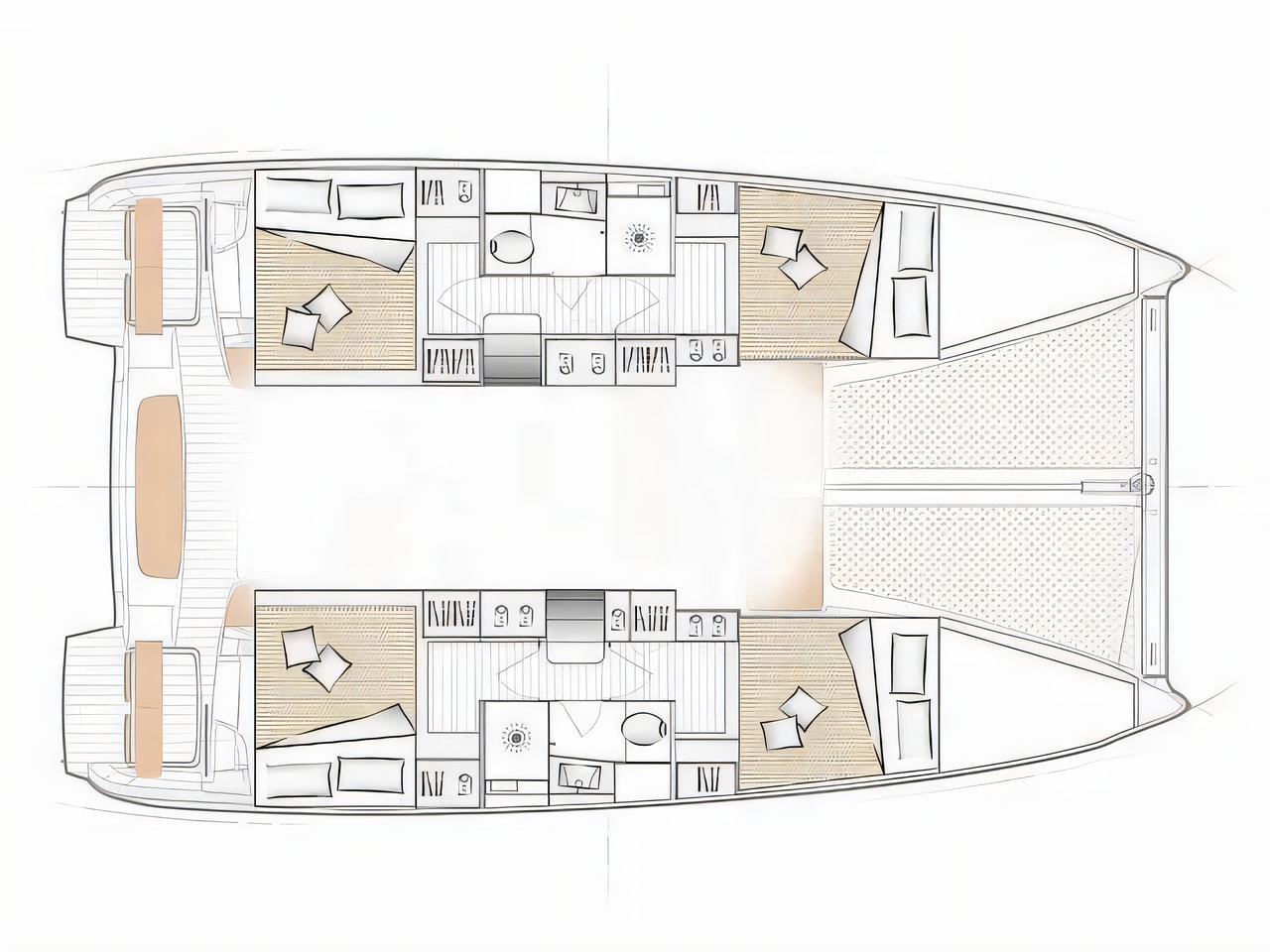 Interior of Excess 11 CAT / 6 cab catamaran with 6 cabins Croatia yacht charter