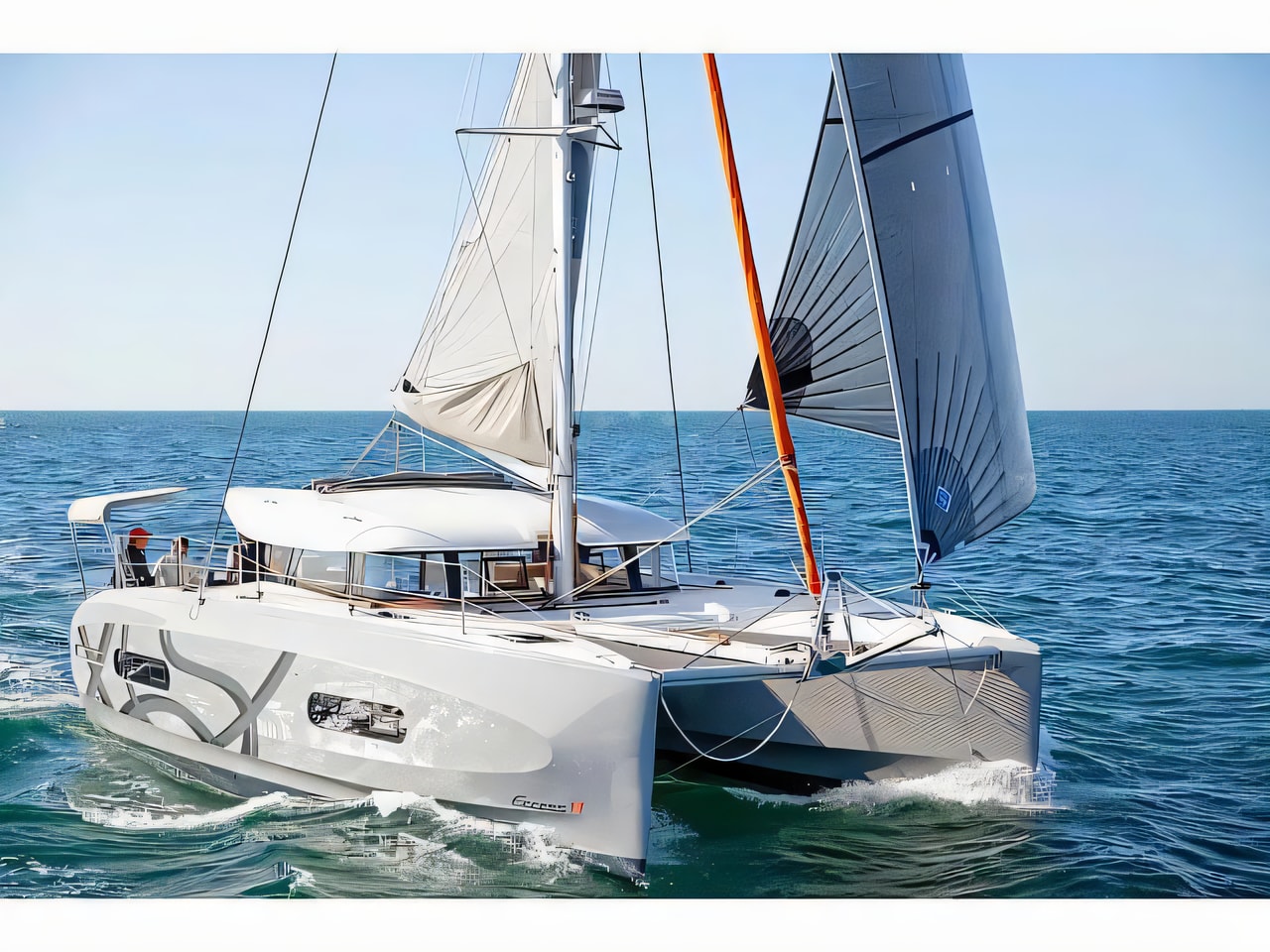 Exterior overview of Excess 11 catamaran for charter from Zadar Marina Zadar in the Zadar sailing area Croatia