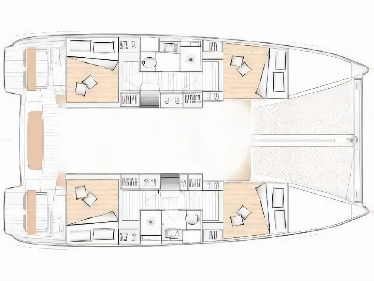 Interior of Excess 11 catamaran with 6 cabins Croatia yacht charter