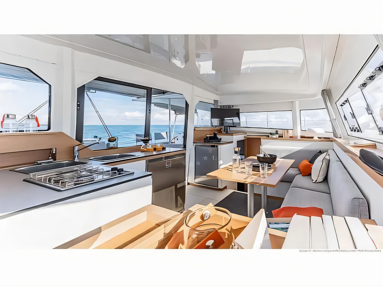Layout of Excess 11 catamaran with 6 cabins Croatia yacht charter