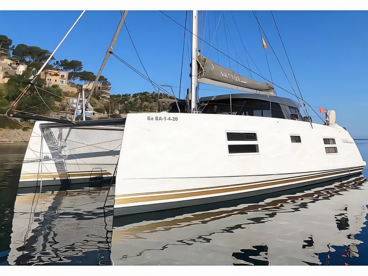 Exterior overview of Nautitech 40 Open catamaran for charter from Pula Marina Polesana in the Istria / Kvarner sailing area Croatia