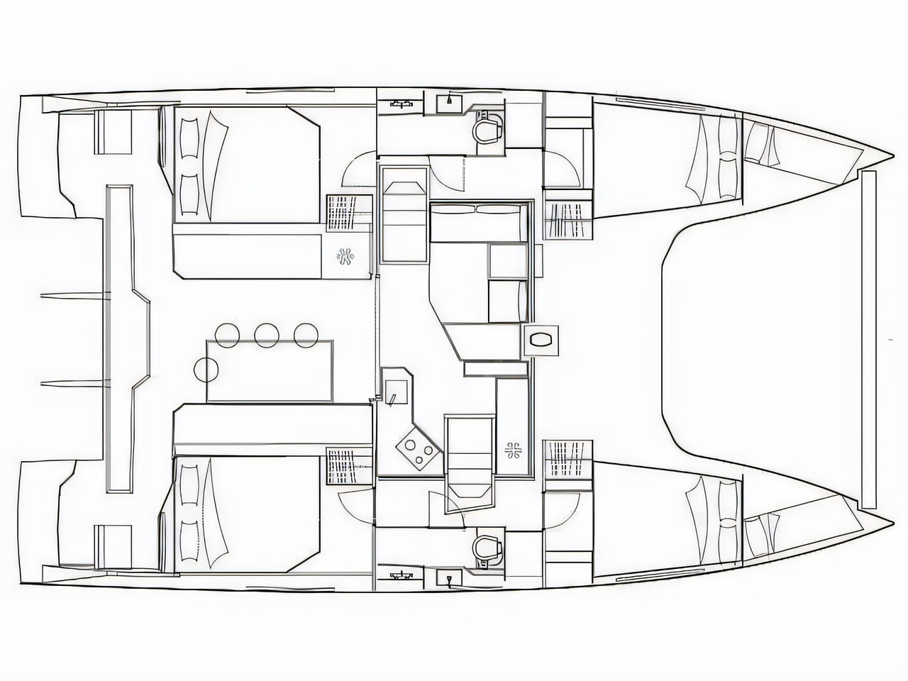 Interior of Nautitech 40 Open catamaran with 6 cabins Croatia yacht charter