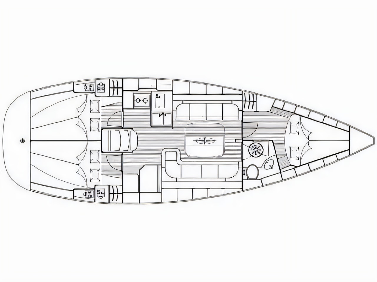 Interior of Bavaria 37 Cruiser sail boat with 3 cabins Croatia yacht charter