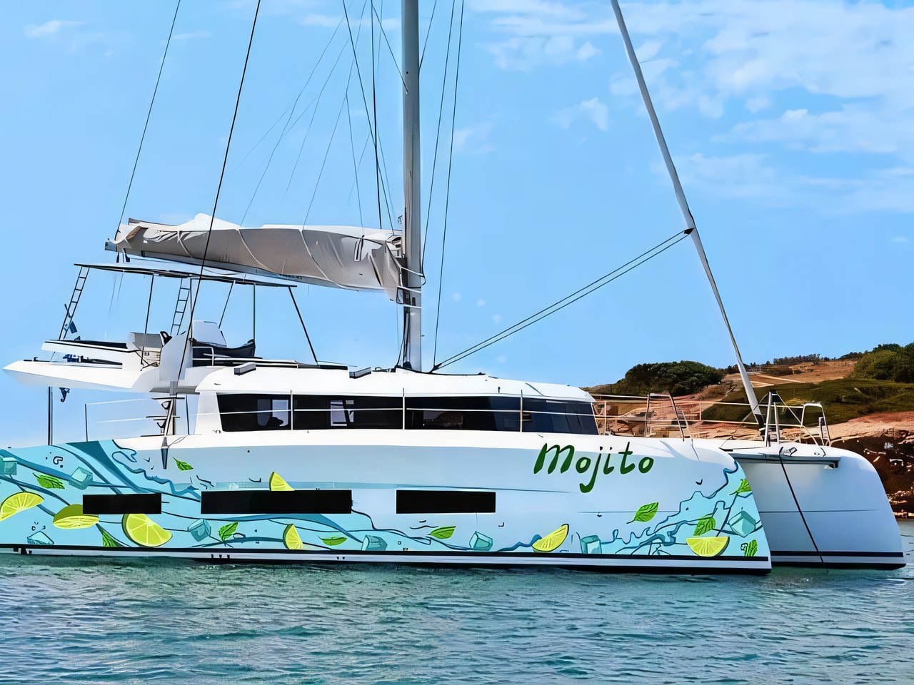 Exterior overview of Dufour Catamaran 48 catamaran for charter from Pirovac in the Sibenik sailing area Croatia