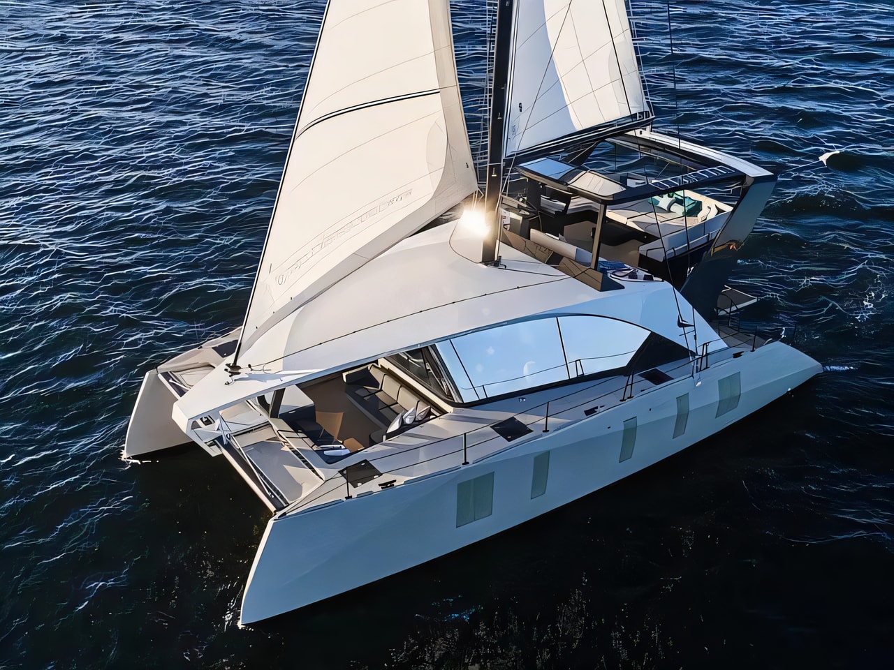 Exterior overview of Wave 50 catamaran for charter from SCT Marina Trogir in the Split sailing area Croatia