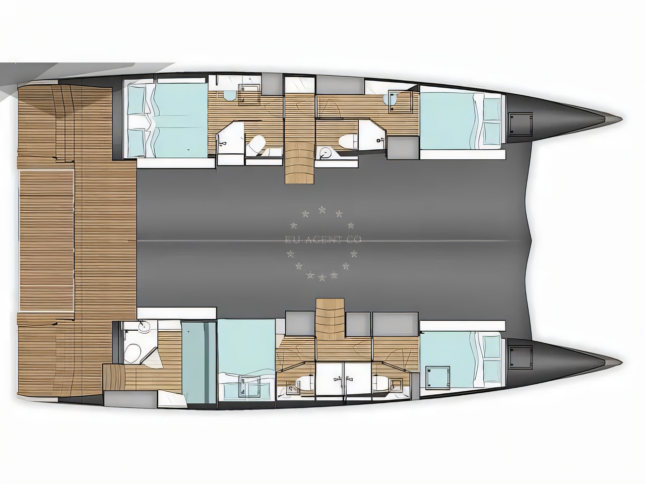 Interior of Wave 50 catamaran with 5 cabins Croatia yacht charter
