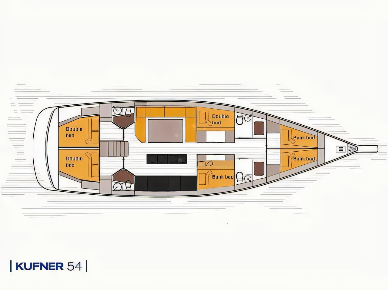 Interior of D&D Kufner 56 - 6 cab sail boat with 6 cabins Croatia yacht charter