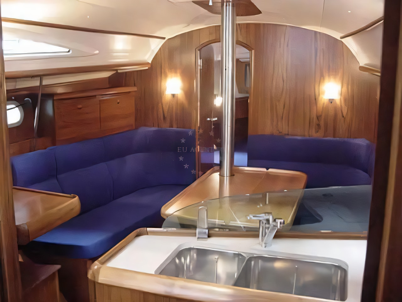 Layout of Bavaria Cruiser 46 sail boat with 4 cabins Croatia yacht charter
