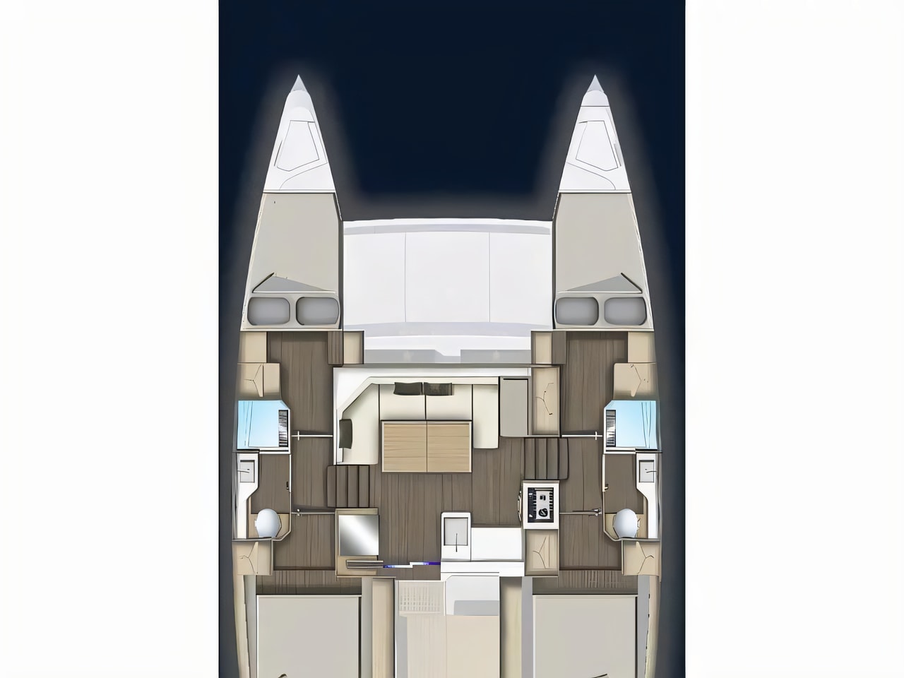 Interior of Aventura 37 catamaran with 4 cabins Croatia yacht charter